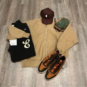 Champion x End Clothing Black Sweatpants with Cream Logo